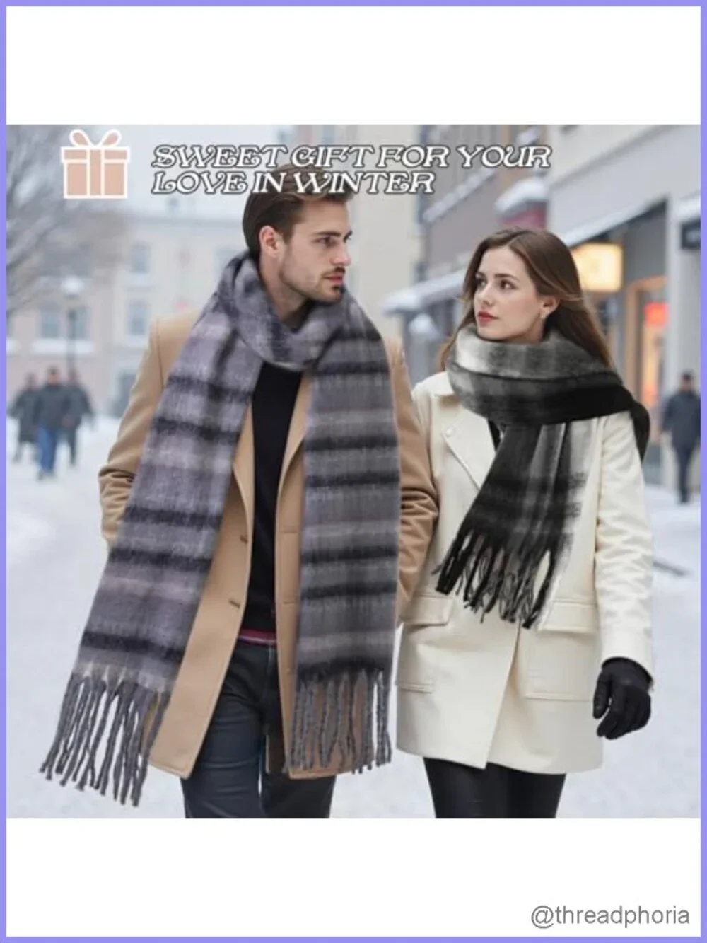 Women's Oversized Chunky Knit Winter Scarf Wrap with Tassels, Polyester,